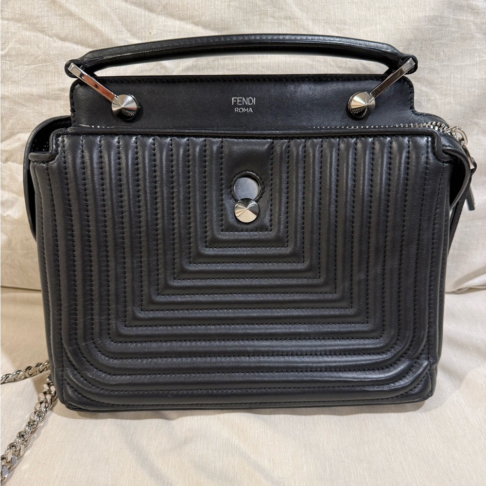 Fendi Black Quilted Leather Top Handle Shoulder Bag